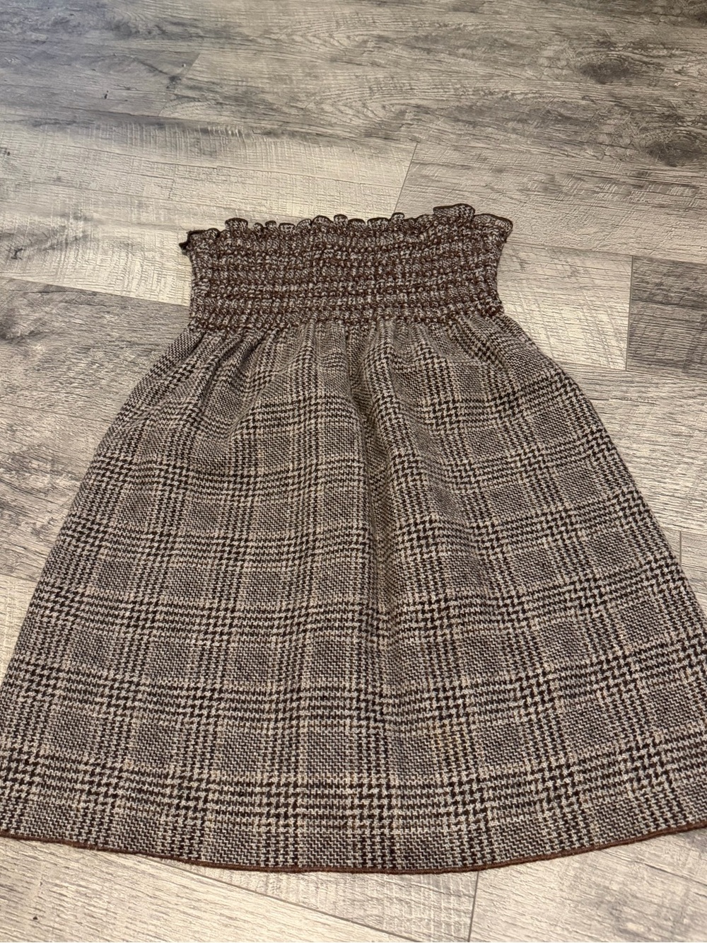 Juicy Couture Brown Plaid Smocked Tube Top
